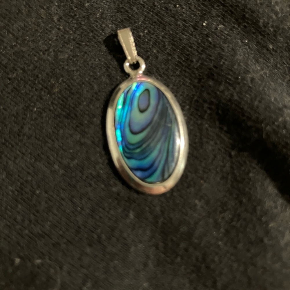 Elegant Silver and Blue Abalone Pendant